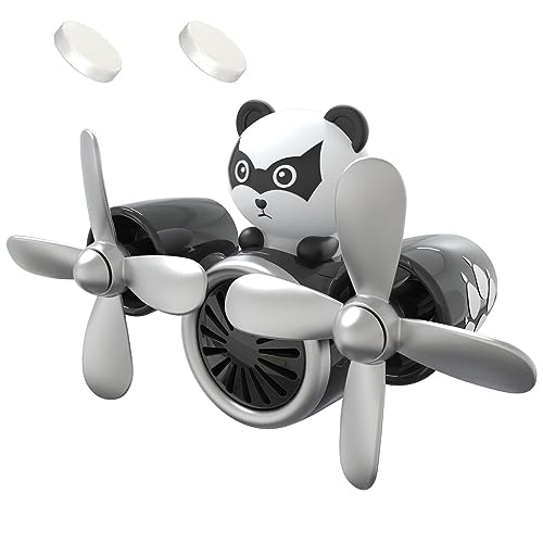 2 Pieces Car Air Fresheners, Cute Bear Pilot Car Diffuser, Propeller Air Outlet Vent Fresheners, Suitable for Automotive Interior Decoration (Bear (A+B)) - Panda