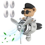2 Pieces Car Air Fresheners, Cute Bear Pilot Car Diffuser, Propeller Air Outlet Vent Fresheners, Suitable for Automotive Interior Decoration (Bear (A+B)) - style C