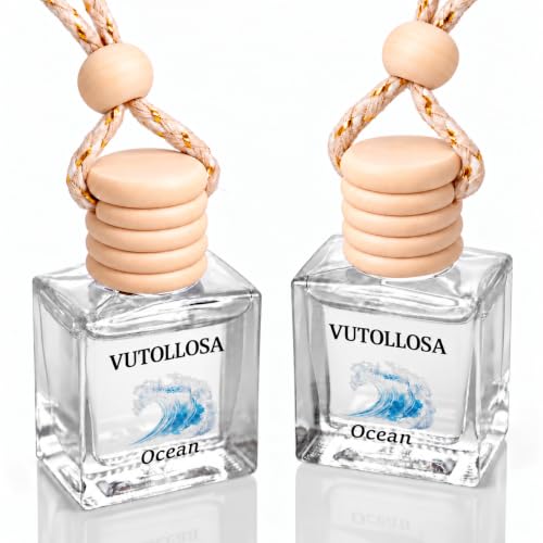 2Pack Car Air Freshener, Vanilla Essential Oil Diffuser, Hanging Car Odor Eliminator Long-Lasting Fragrance - Ocean Wind