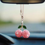 Bling Cherry Car Rear View Mirror Hanging Ornament