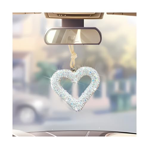 Crystal Rhinestone Heart Rear View Mirror Hanging Ornament