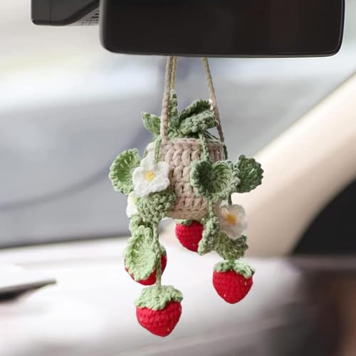 Crochet Plant Car Rear View Mirror Hanging Ornament