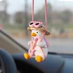 Swinging Duck Sunflower Rear View Mirror Hanging Ornament