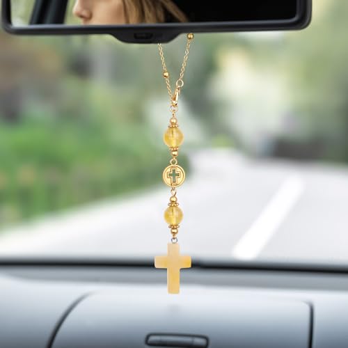Cross Crystal Rear View Mirror Hanging Ornament