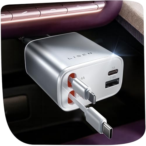 LISEN 84W Retractable Car Charger 4 in 1