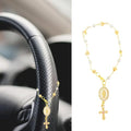 Steering Wheel Rosary Charm with Virgin Mary and Cross