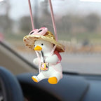 Swinging Duck Sunflower Rear View Mirror Hanging Ornament