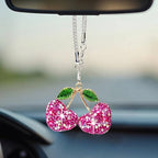 Bling Cherry Car Rear View Mirror Hanging Ornament