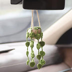 Crochet Plant Car Rear View Mirror Hanging Ornament