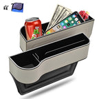 Car Seat Gap Filler Organizer, 2 Pack Multifunctional Car Seat Organizer, Auto Console Side Storage Box with Cup Holders 2 Seat Hooks for Drink, Car Organizer Front Seat for Holding Phone, Sunglasses - Light Gray Silver