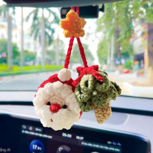 Handmade Crochet Cherry Blossom Rear View Mirror Hanging Ornament
