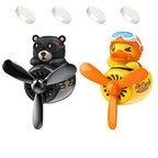 2 Pieces Car Air Fresheners, Cute Bear Pilot Car Diffuser, Propeller Air Outlet Vent Fresheners, Suitable for Automotive Interior Decoration (Bear (A+B)) - Bear+Duck