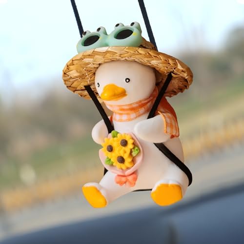 Swinging Duck Sunflower Rear View Mirror Hanging Ornament