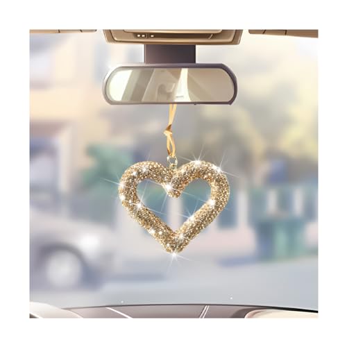 Crystal Rhinestone Heart Rear View Mirror Hanging Ornament