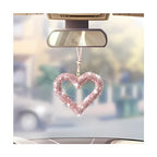 Crystal Rhinestone Heart Rear View Mirror Hanging Ornament
