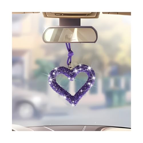 Crystal Rhinestone Heart Rear View Mirror Hanging Ornament