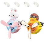2 Pieces Car Air Fresheners, Cute Bear Pilot Car Diffuser, Propeller Air Outlet Vent Fresheners, Suitable for Automotive Interior Decoration (Bear (A+B)) - Rabbit+Duck