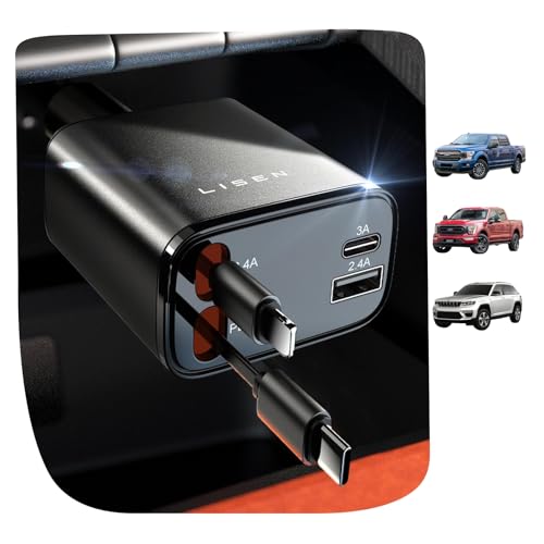 LISEN 84W Retractable Car Charger 4 in 1