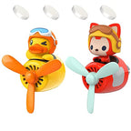 2 Pieces Car Air Fresheners, Cute Bear Pilot Car Diffuser, Propeller Air Outlet Vent Fresheners, Suitable for Automotive Interior Decoration (Bear (A+B)) - Duck+Fox