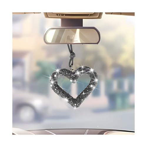 Crystal Rhinestone Heart Rear View Mirror Hanging Ornament