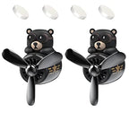 2 Pieces Car Air Fresheners, Cute Bear Pilot Car Diffuser, Propeller Air Outlet Vent Fresheners, Suitable for Automotive Interior Decoration (Bear (A+B)) - bear+bear