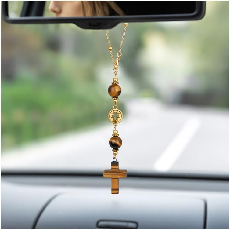 Cross Crystal Rear View Mirror Hanging Ornament