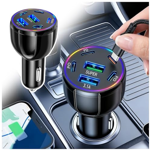 8-Port Car Charger Adapter with 4 Type-C & 4 USB