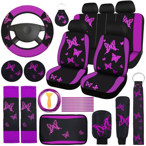 BBTO 43 Pcs Butterfly Car Seat Cover Set Women SUV