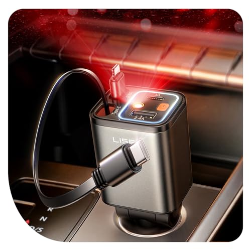 LISEN 84W Retractable Car Charger 4 in 1