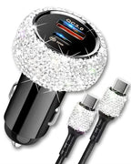 Bling Car Charger 48W Dual USB-C USB-A Fast Charging