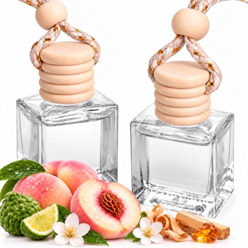 2Pack Car Air Freshener, Vanilla Essential Oil Diffuser, Hanging Car Odor Eliminator Long-Lasting Fragrance - White Peach
