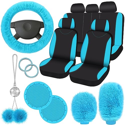 Fulmoon 17 Pcs Fluffy Car Seat Cover Full Set
