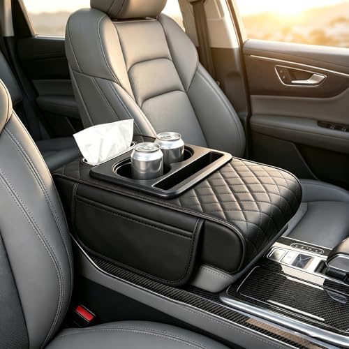 AMZAUTO 5-in-1 Car Center Console Cover with Cup Holder