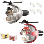 2 Pieces Car Air Fresheners, Cute Bear Pilot Car Diffuser, Propeller Air Outlet Vent Fresheners, Suitable for Automotive Interior Decoration (Bear (A+B)) - Silver+Red