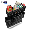 Car Seat Gap Filler Organizer, 2 Pack Multifunctional Car Seat Organizer, Auto Console Side Storage Box with Cup Holders 2 Seat Hooks for Drink, Car Organizer Front Seat for Holding Phone, Sunglasses - 2-Carbon Fiber