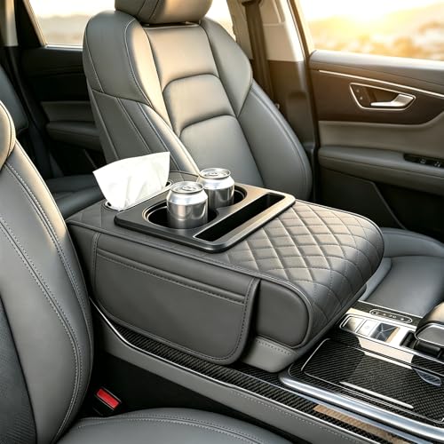 AMZAUTO 5-in-1 Car Center Console Cover with Cup Holder