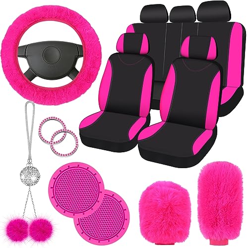 Fulmoon 17 Pcs Fluffy Car Seat Cover Full Set