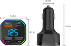 65W USB C Car Charger 4 Port Fast Charging QC3.0 PD2.0 Digital Display
