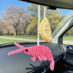 Crochet Frog Rear View Mirror Hanging Ornament