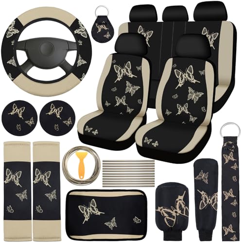 BBTO 43 Pcs Butterfly Car Seat Cover Set Women SUV