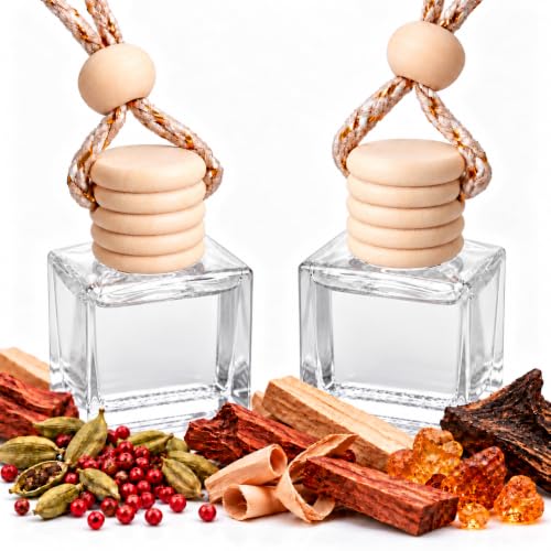 2Pack Car Air Freshener, Vanilla Essential Oil Diffuser, Hanging Car Odor Eliminator Long-Lasting Fragrance - Mahogany Sandalwood