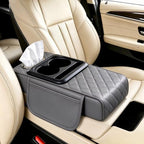 5-in-1 Center Console Cover Organizer with Cup Holder and Tissue Box