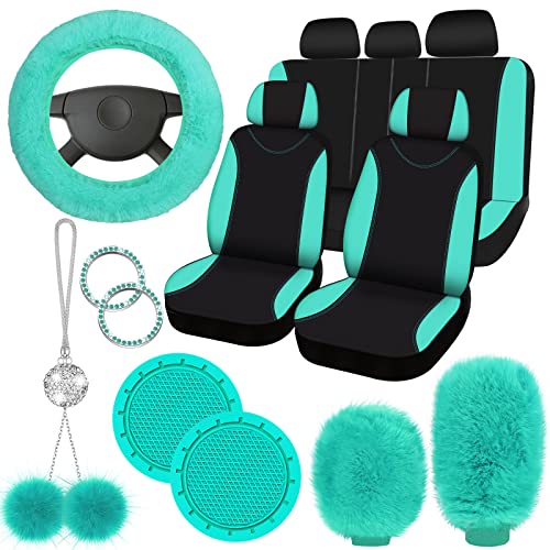 Fulmoon 17 Pcs Fluffy Car Seat Cover Full Set