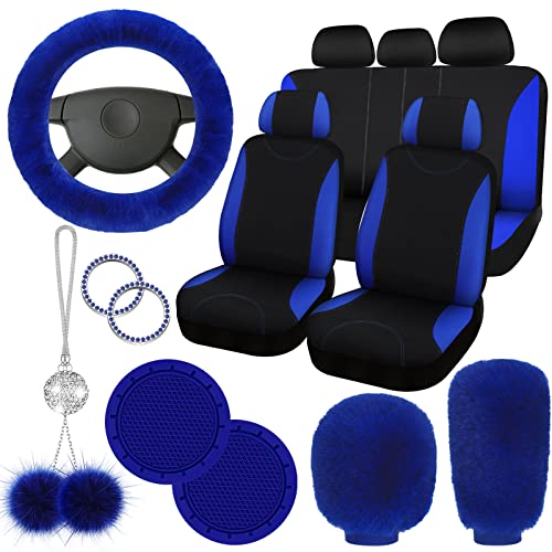 Fulmoon 17 Pcs Fluffy Car Seat Cover Full Set