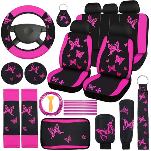 BBTO 43 Pcs Butterfly Car Seat Cover Set Women SUV