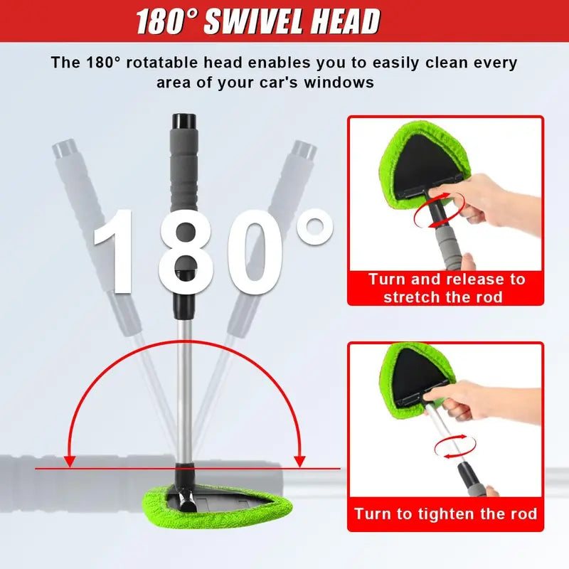 Car Window Cleaner Kit Extendable Handle