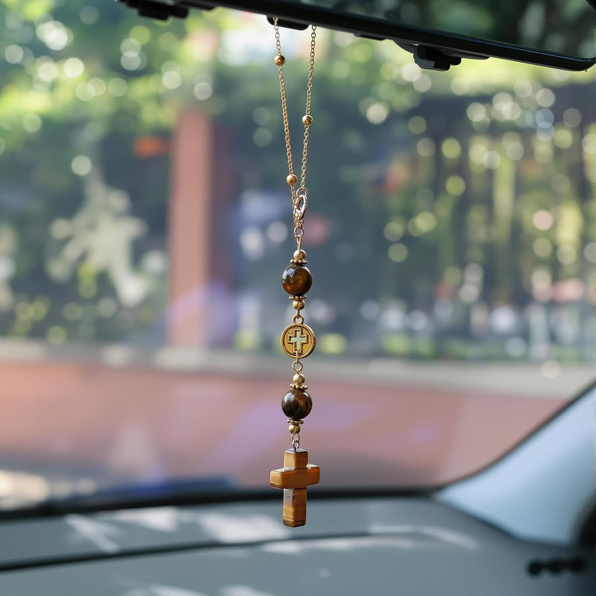 Cross Crystal Rear View Mirror Hanging Ornament