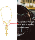 Steering Wheel Rosary Charm with Virgin Mary and Cross