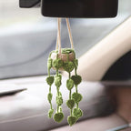 Crochet Plant Car Rear View Mirror Hanging Ornament