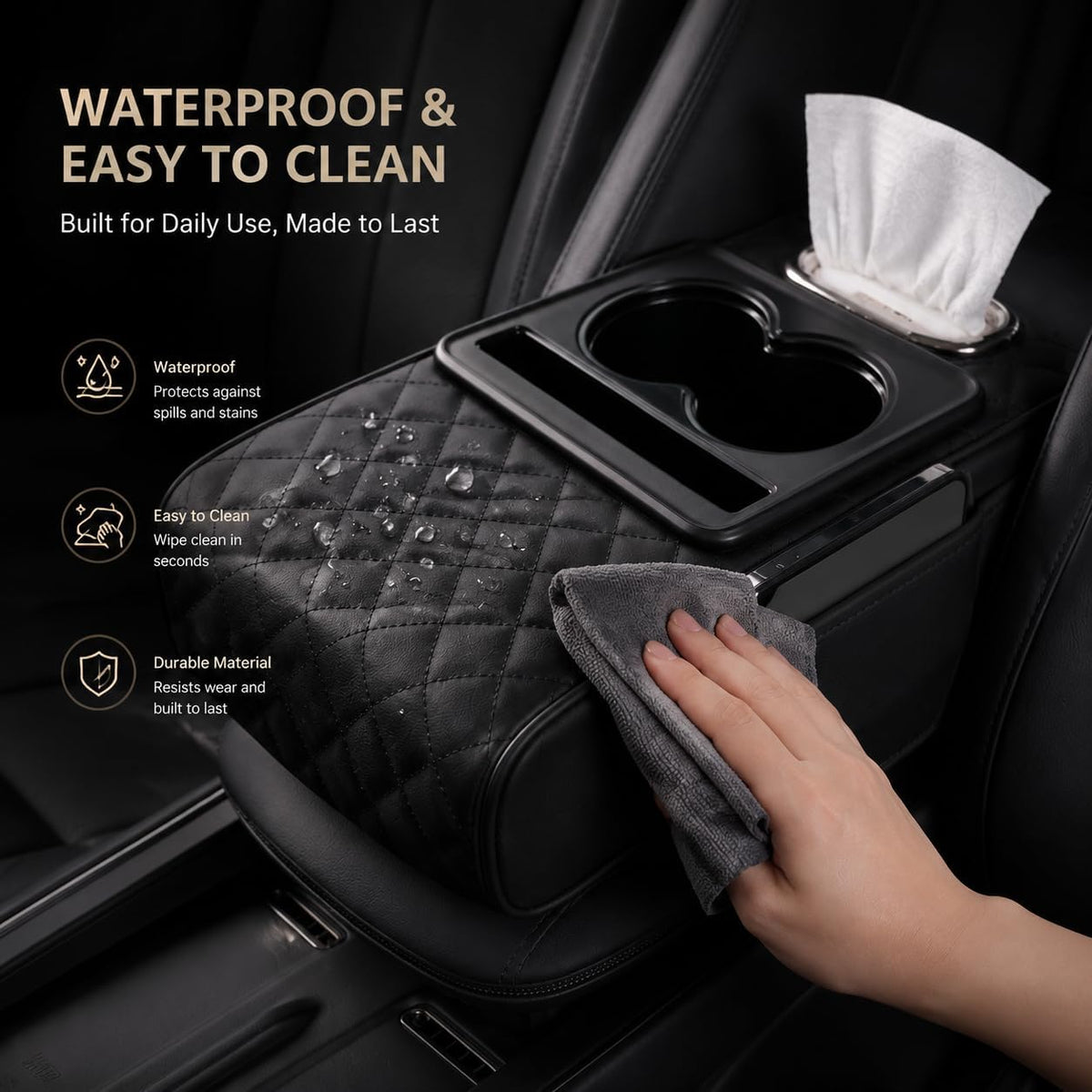 Zpana 4 in 1 Car Center Console Armrest Pillow Memory Foam